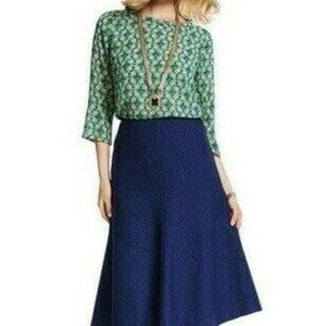 CAbi Jade Green Leaf Print 3/4 Sleeve Blouse